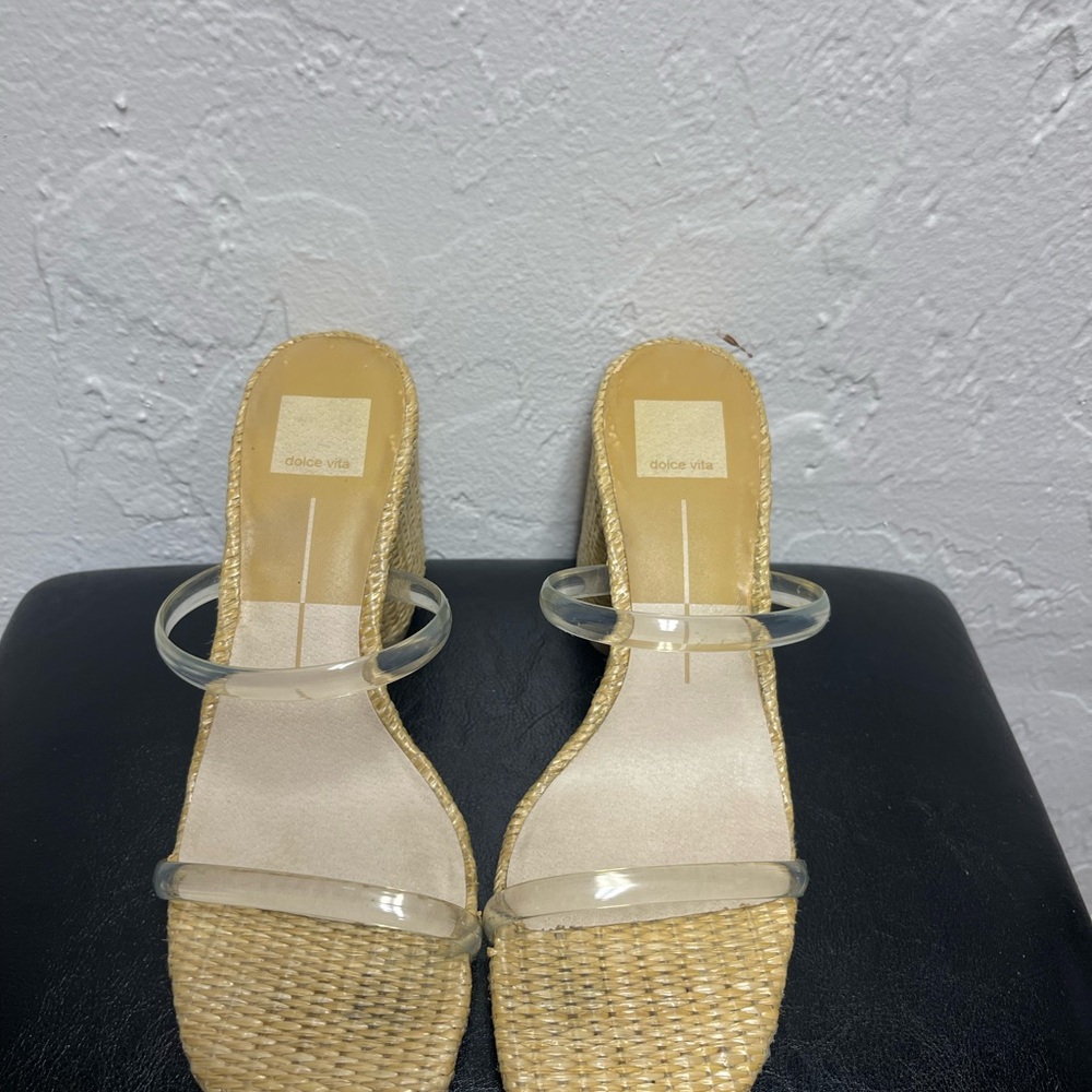 Dolce Vita clear Strap Woven Heel Sandals - Picture 3 of 7